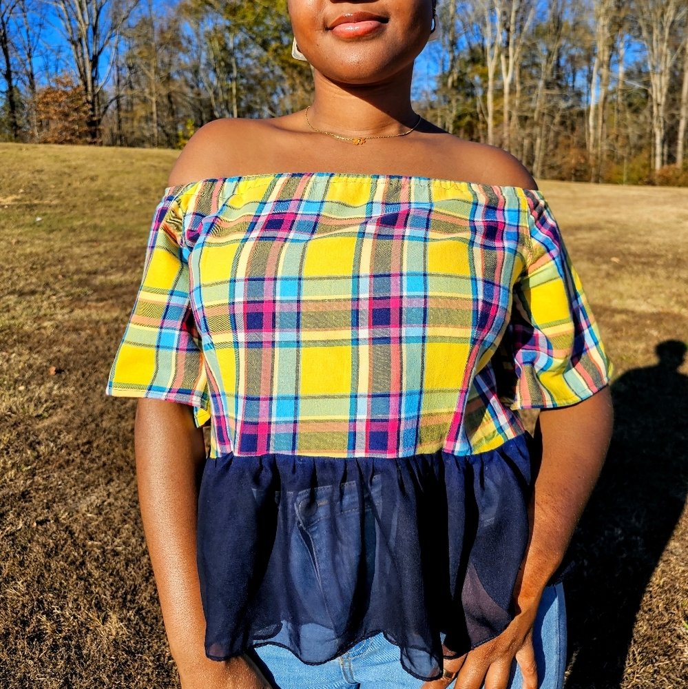 Strapless flannel shirt